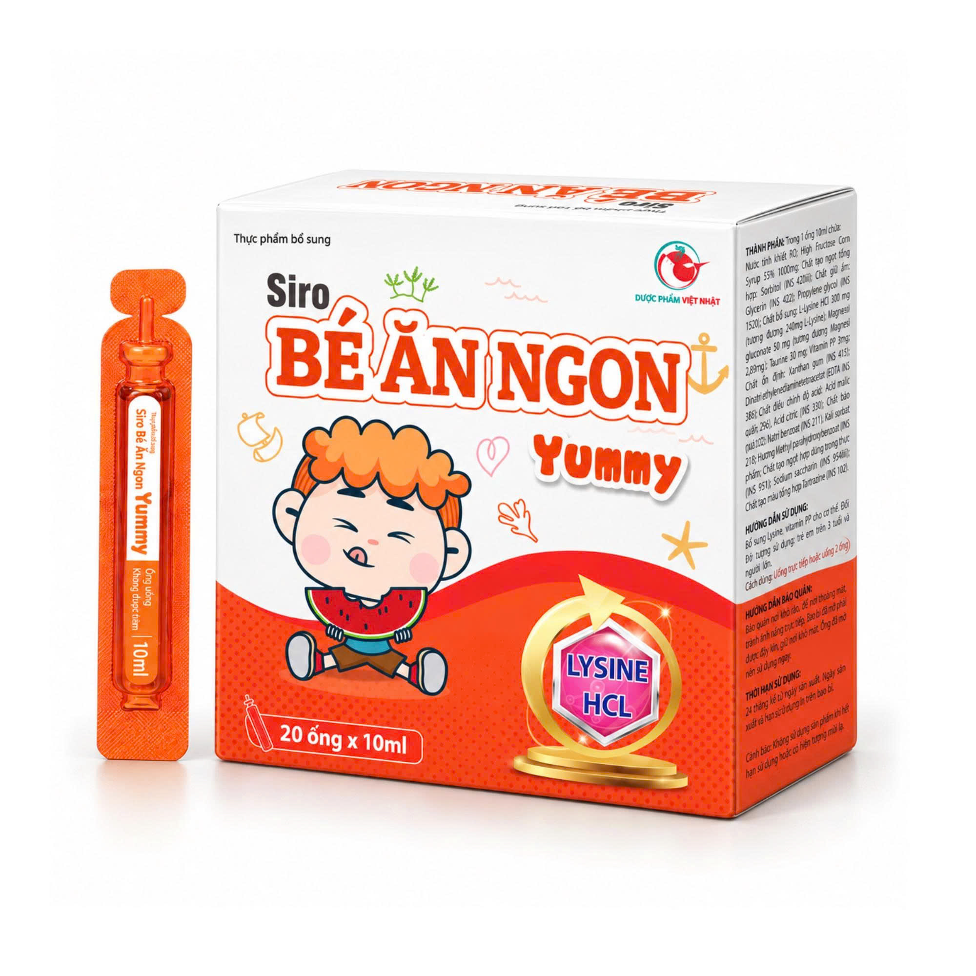  Siro Bé Ăn Ngon Yummy (Ăn ngon DPVN) mẫu Vuông_H/20/10ml_K48