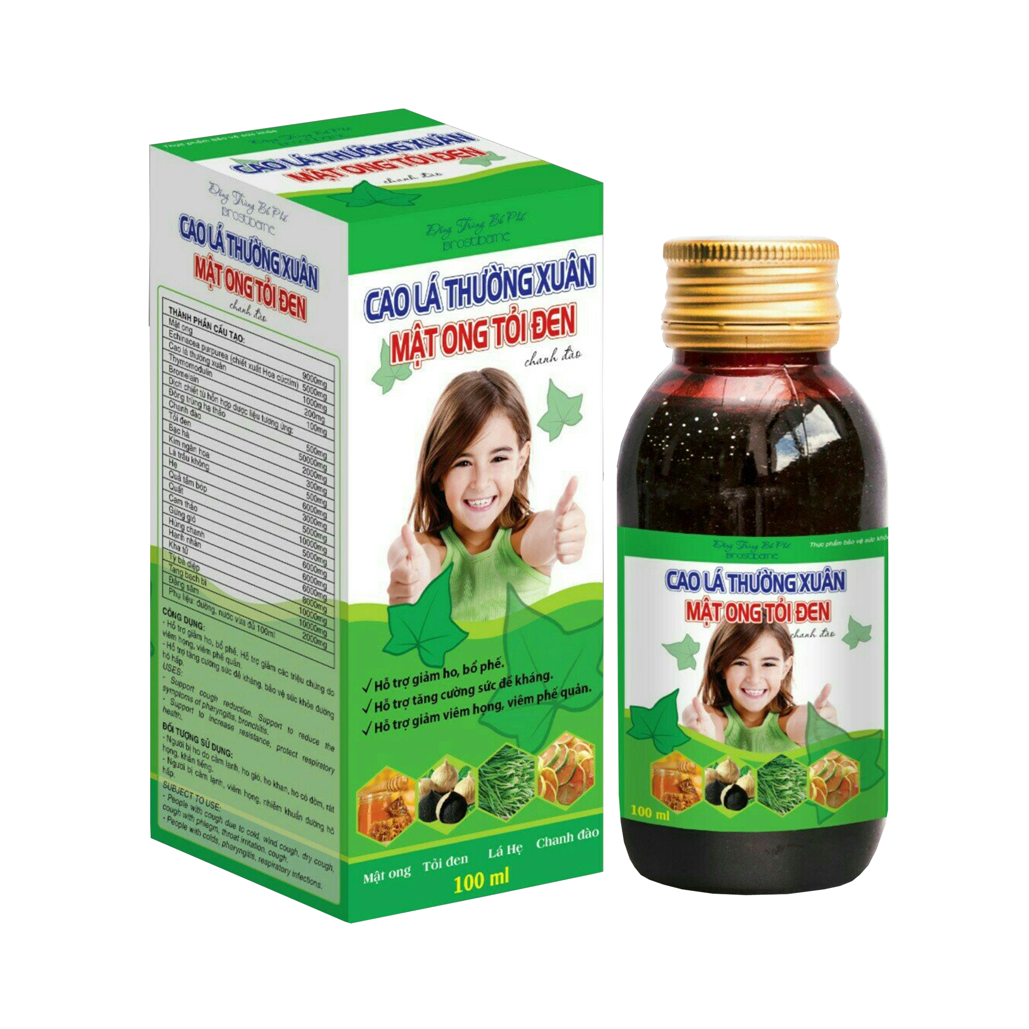 Siro Cao lá thường xuân Mật ong tỏi đen_C100ml