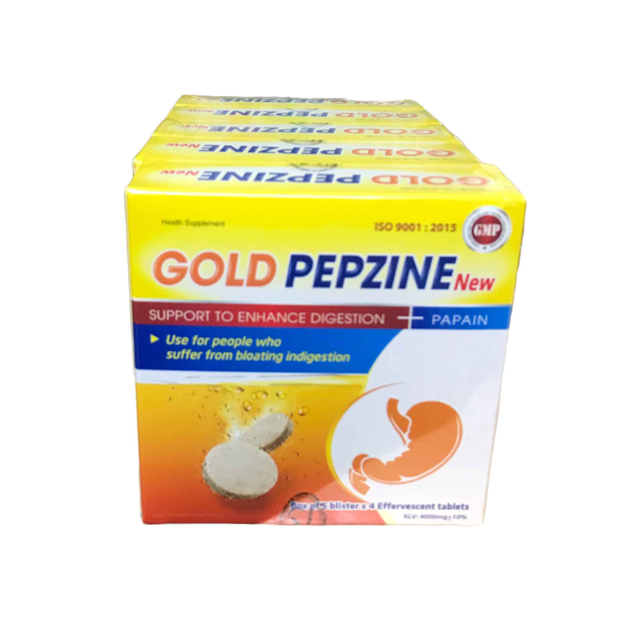 Sủi tiêu GOLD PEPZINE -Lốc 5 hộp x  20 viên