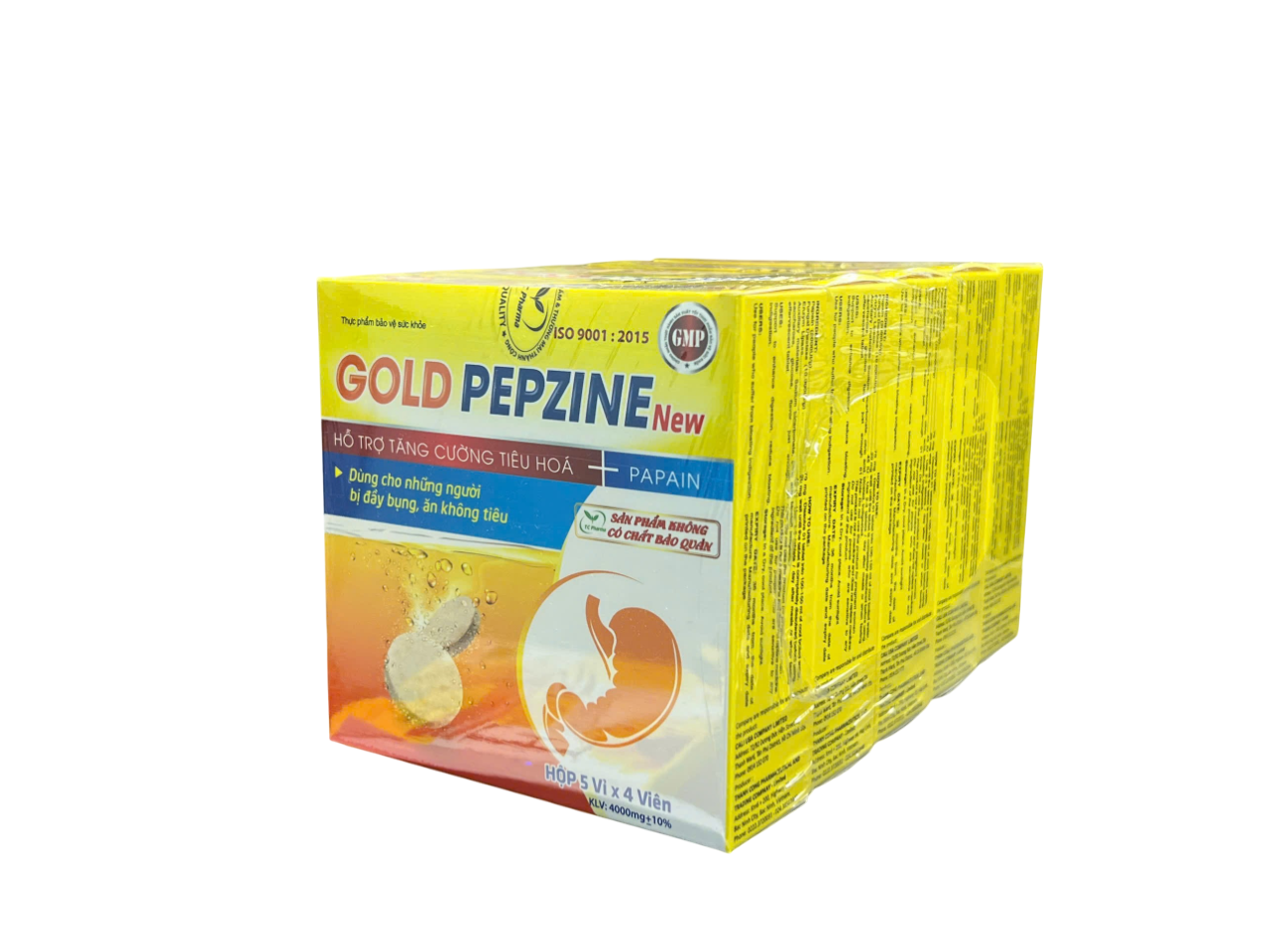 Sủi tiêu GOLD PEPZINE -Lốc 5 hộp x  20 viên
