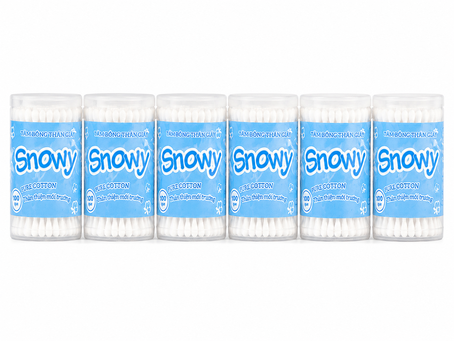 Tăm Bông Thân giấy Snowy Xanh (Người Lớn)_L/6/100q