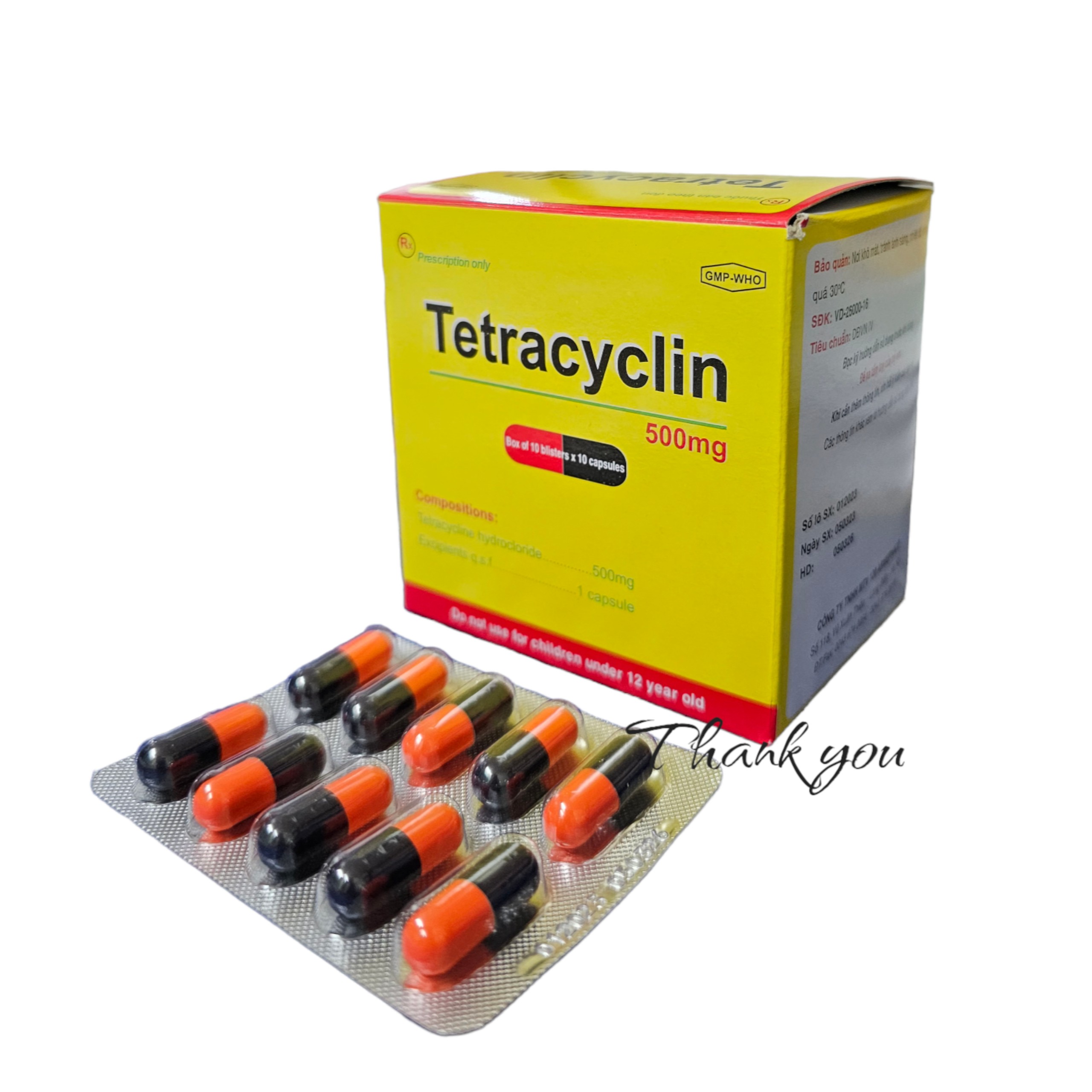 TETRACYLIN 500 HỘP 10 VỈ X 10 VIÊN NANG