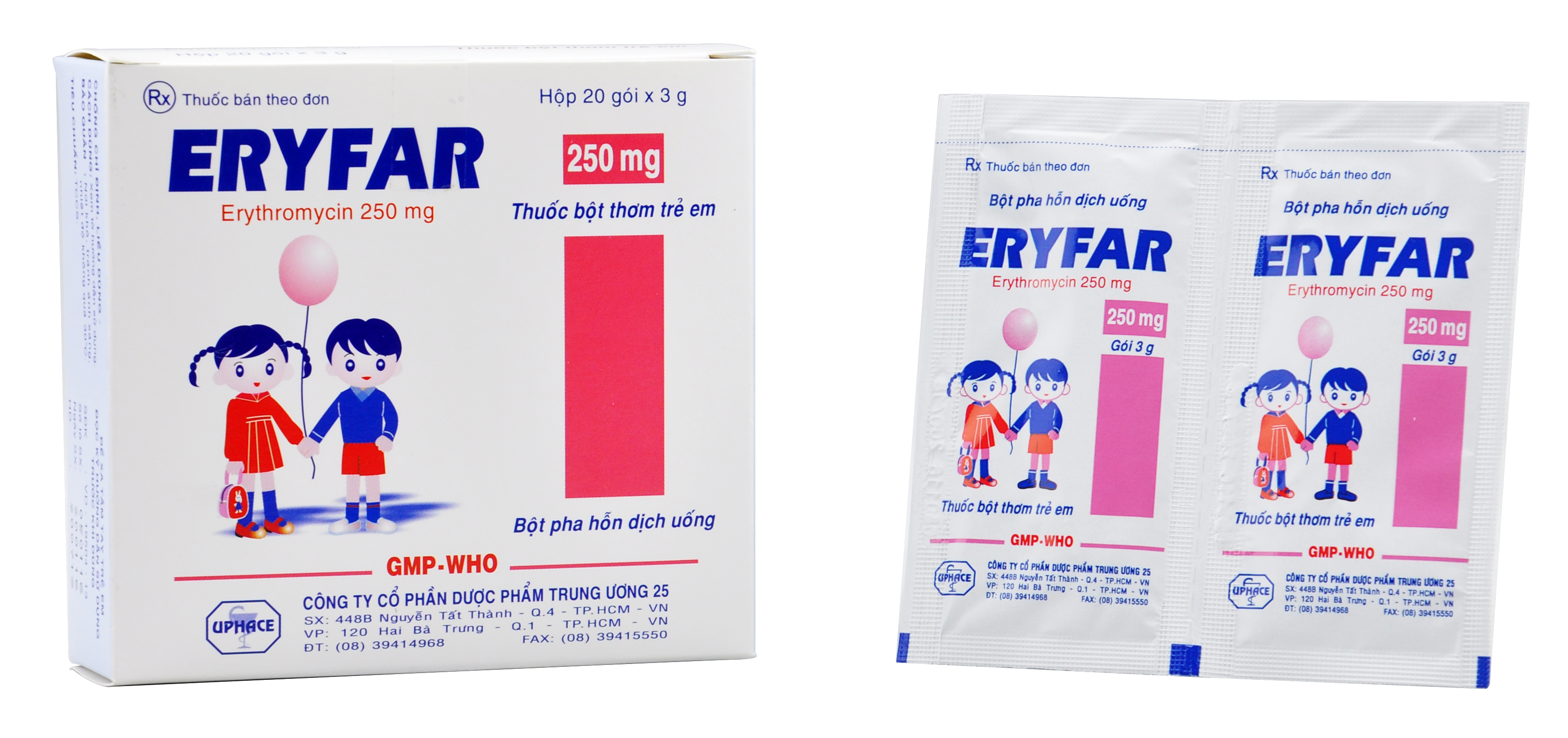 Tw25_ERYFAR_Erythromycin 250 mg_H20 gói x 3gr- K84