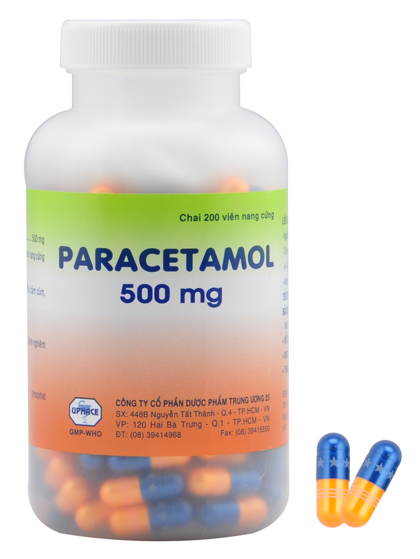 Tw25_PARACETAMOL 500 mg_C200v Nang Cam Xanh- K45