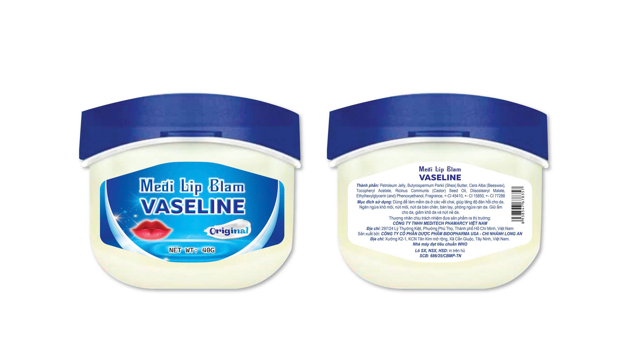 Vaseline Medi Lip Blam Không Mùi_Hũ 40gr_K162