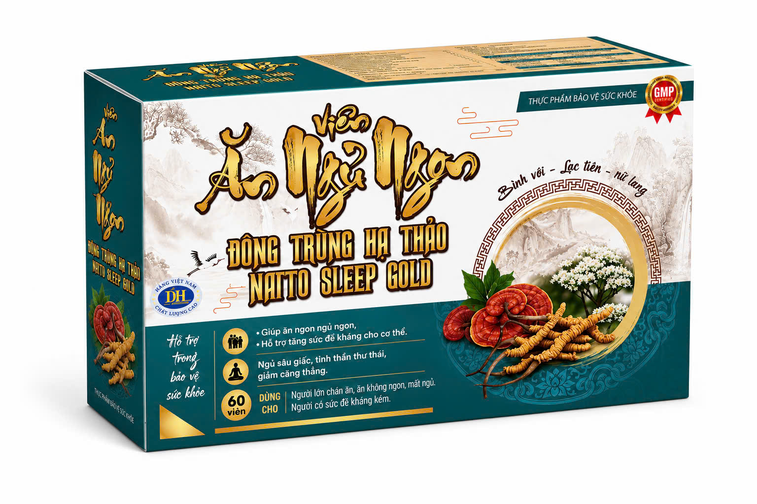 Viên Ăn Ngủ Ngon Đông Trùng Hạ Thảo Natto Sleep Gold Trắng_H/60v_K64