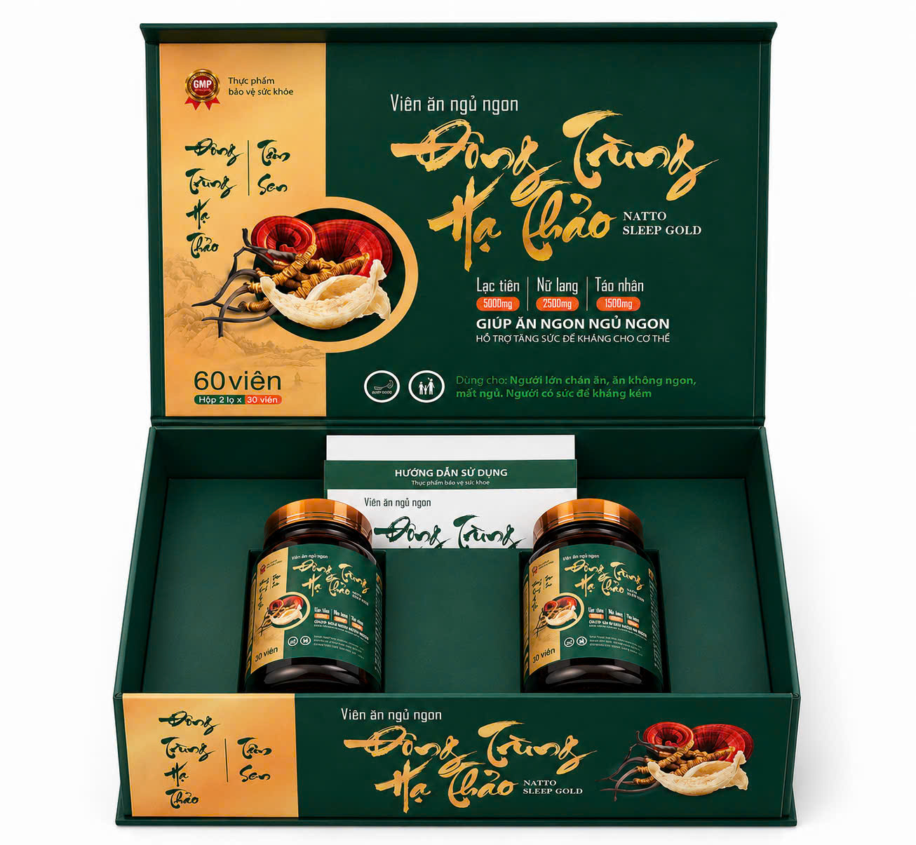 Viên Ăn Ngủ Ngon Đông Trùng Hạ Thảo Natto Sleep Gold  Xanh_H/2/30v_k32