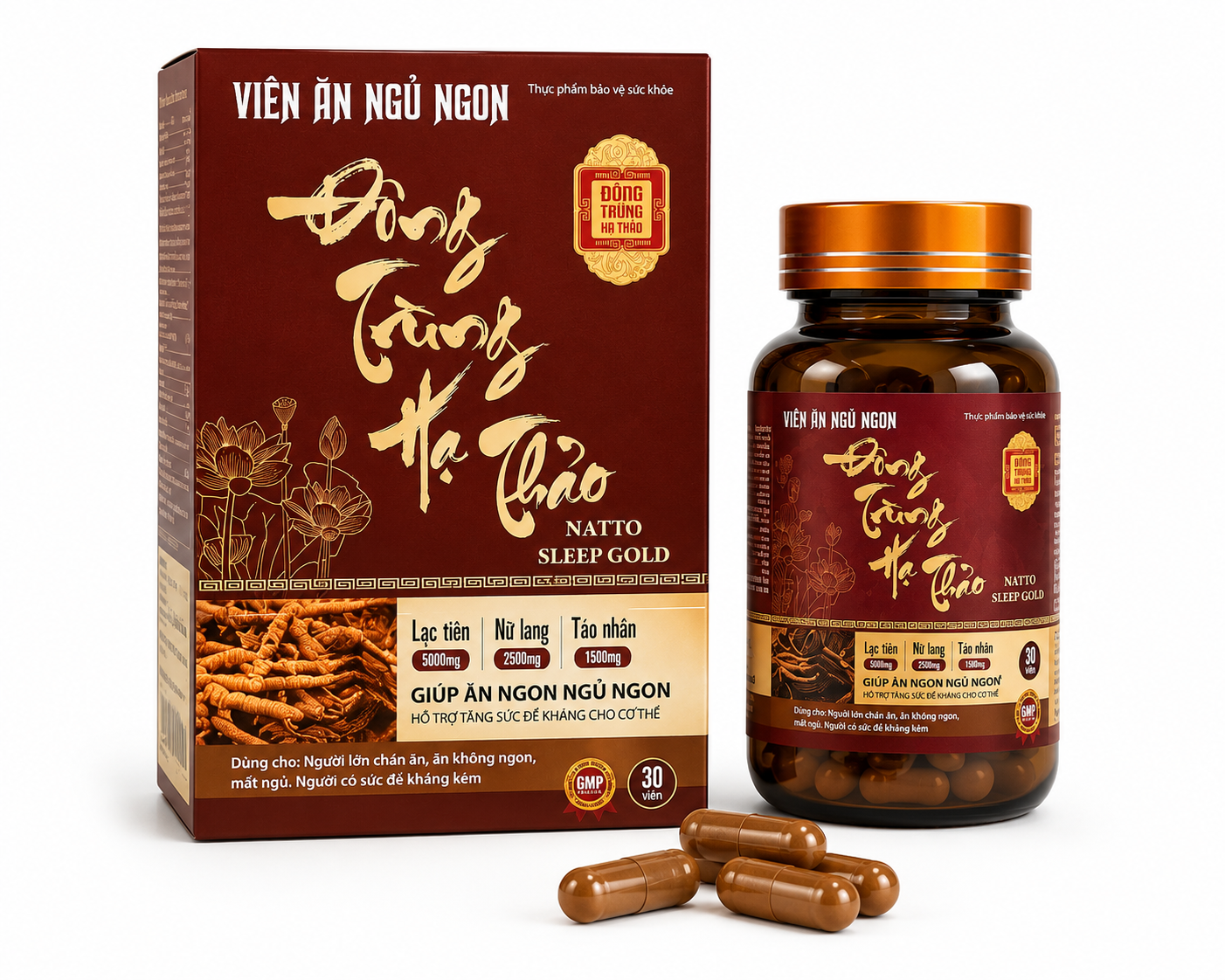 Viên ăn ngủ ngon đông trùng hạ thảo Sleep Gold_C/30v