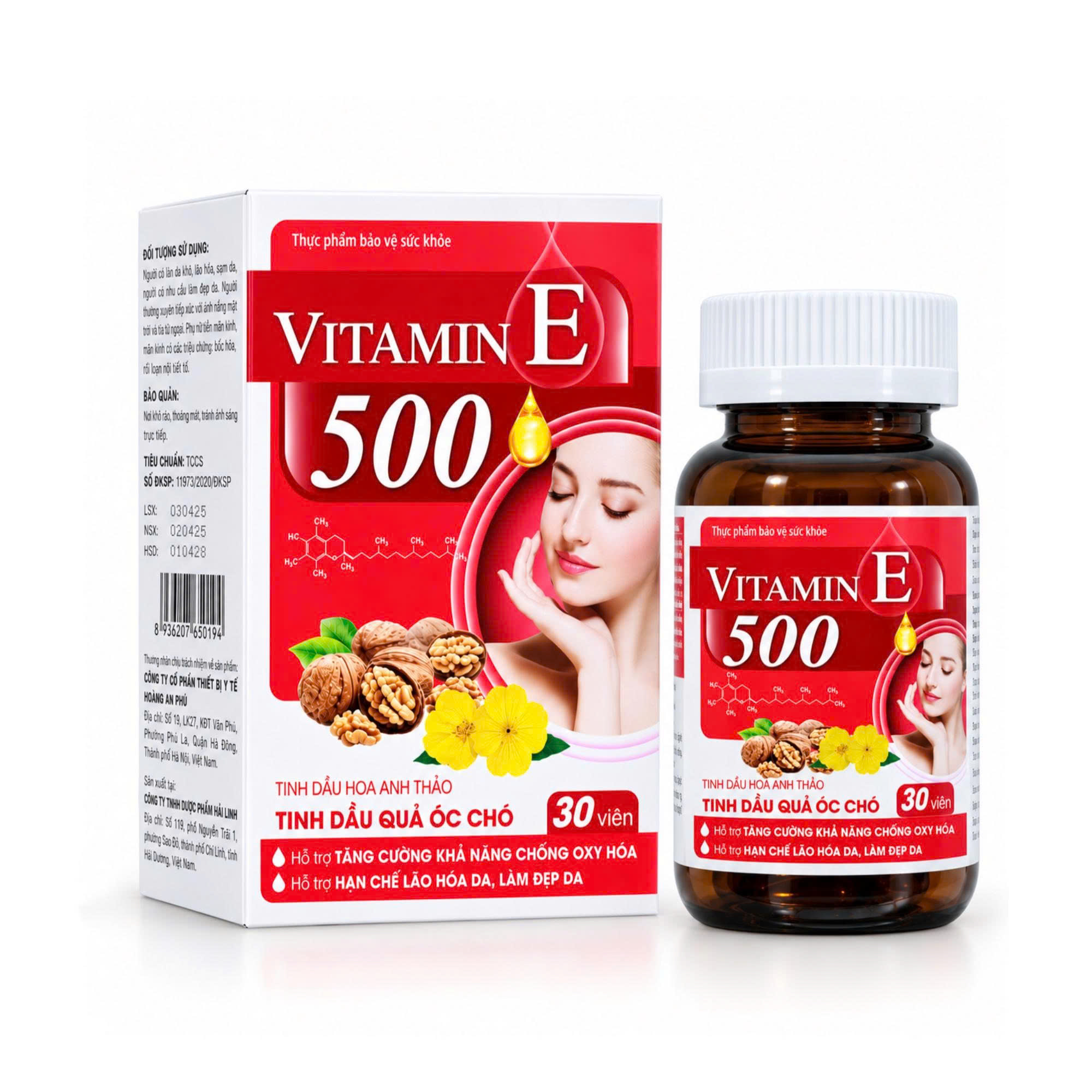 Vitamin E 500 tinh dầu quả óc chó_C/30v_K60