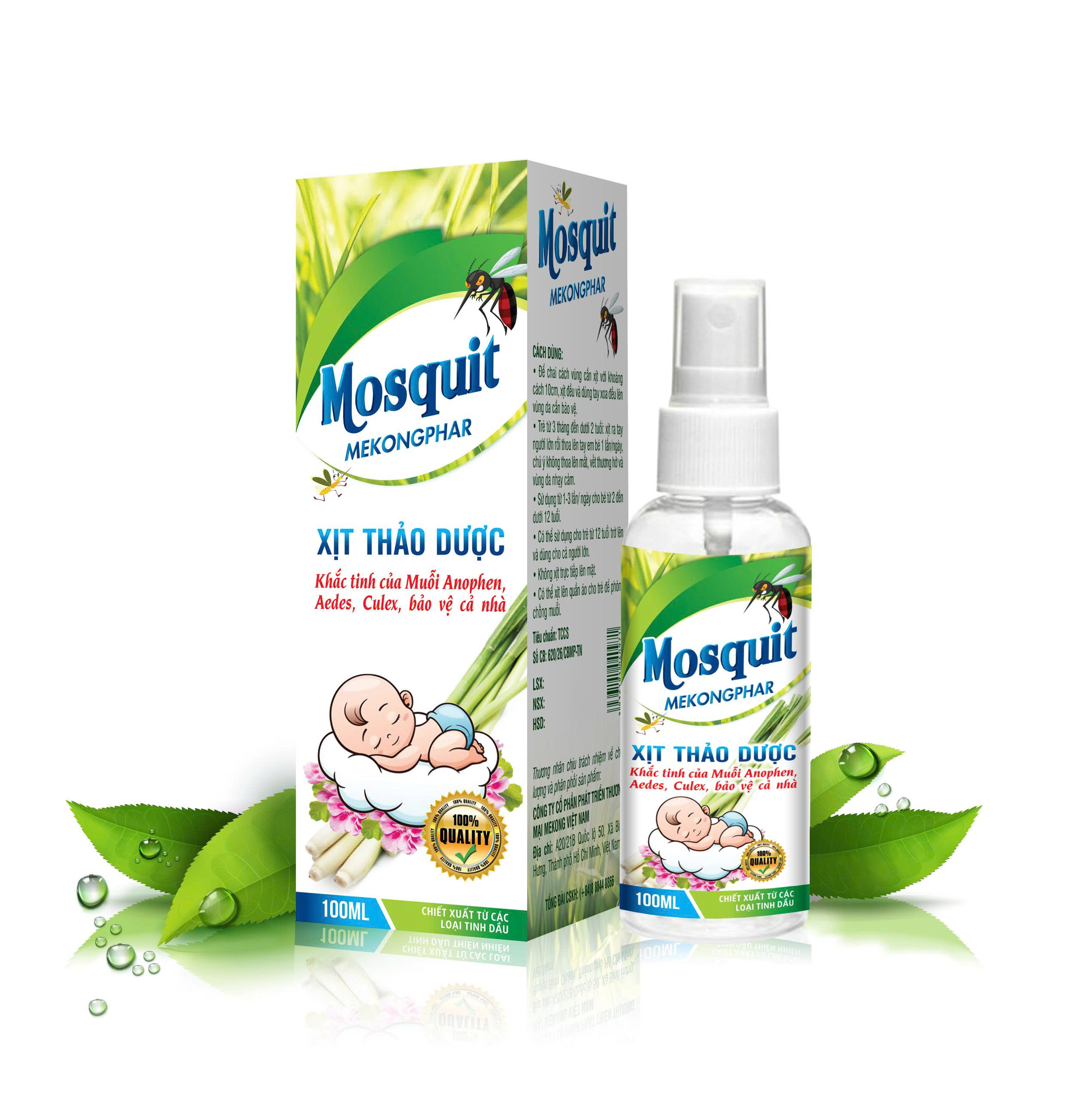 Xịt Muỗi Thảo Dược Mosquit Mekongphar_C/100ml_K112