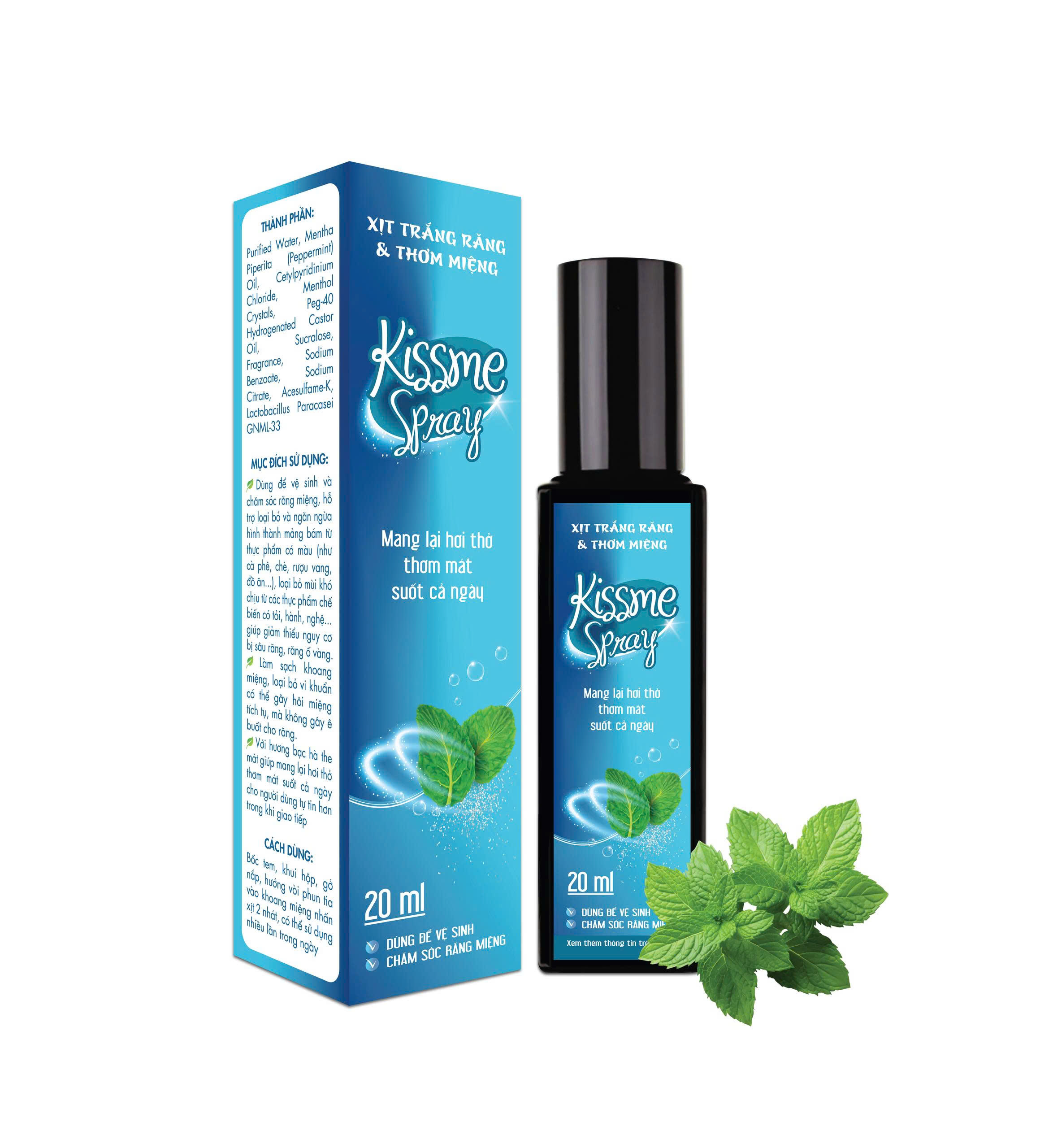 Xịt trắng răng và thơm miệng Kissme Spray_C/20ml (Bạc hà) Mua 10 tăng 1 khác mẫu