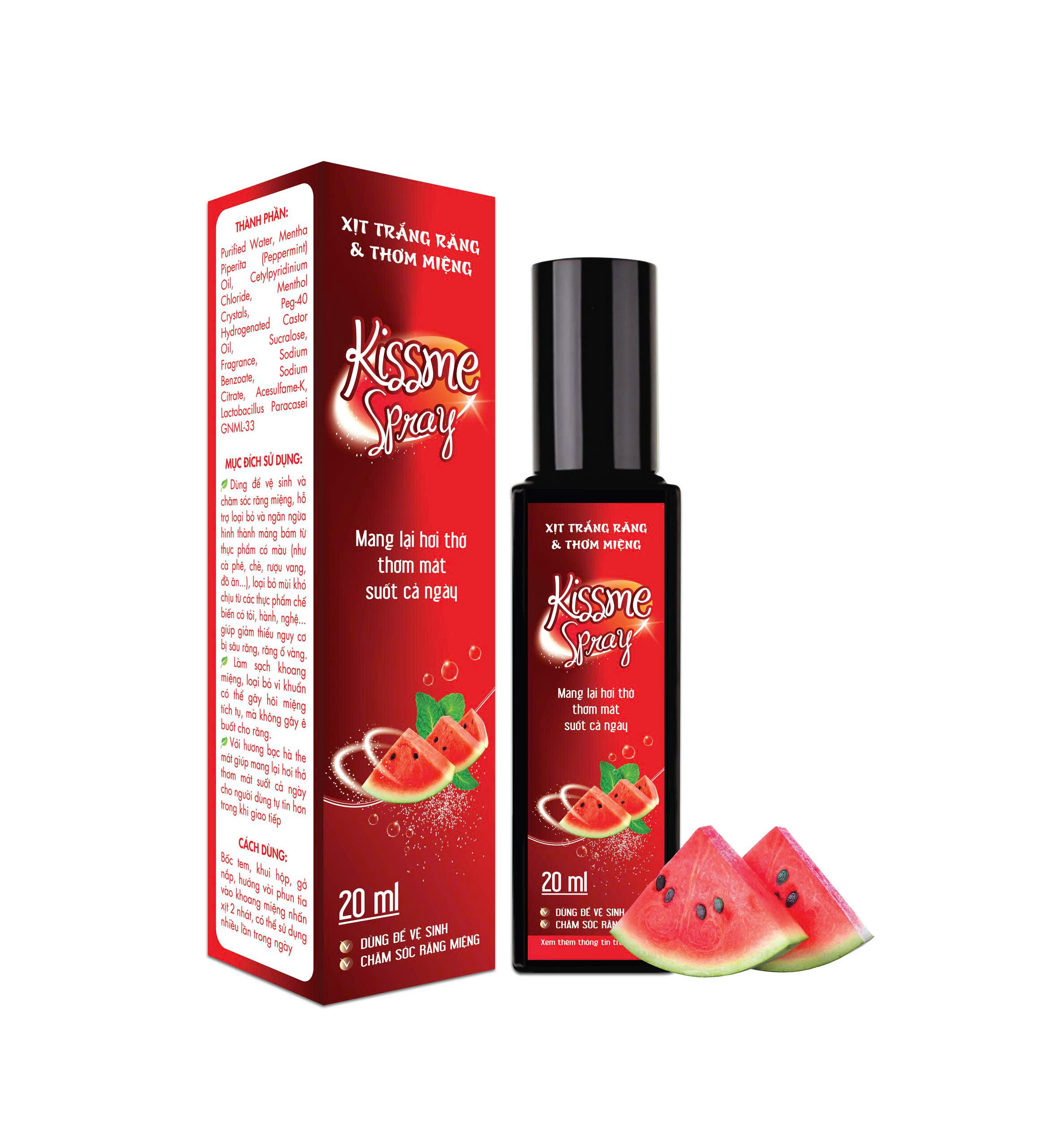 Xịt trắng răng và thơm miệng Kissme Spray_C/20ml (Dưa Hấu) Mua 10 tăng 1 khác mẫu