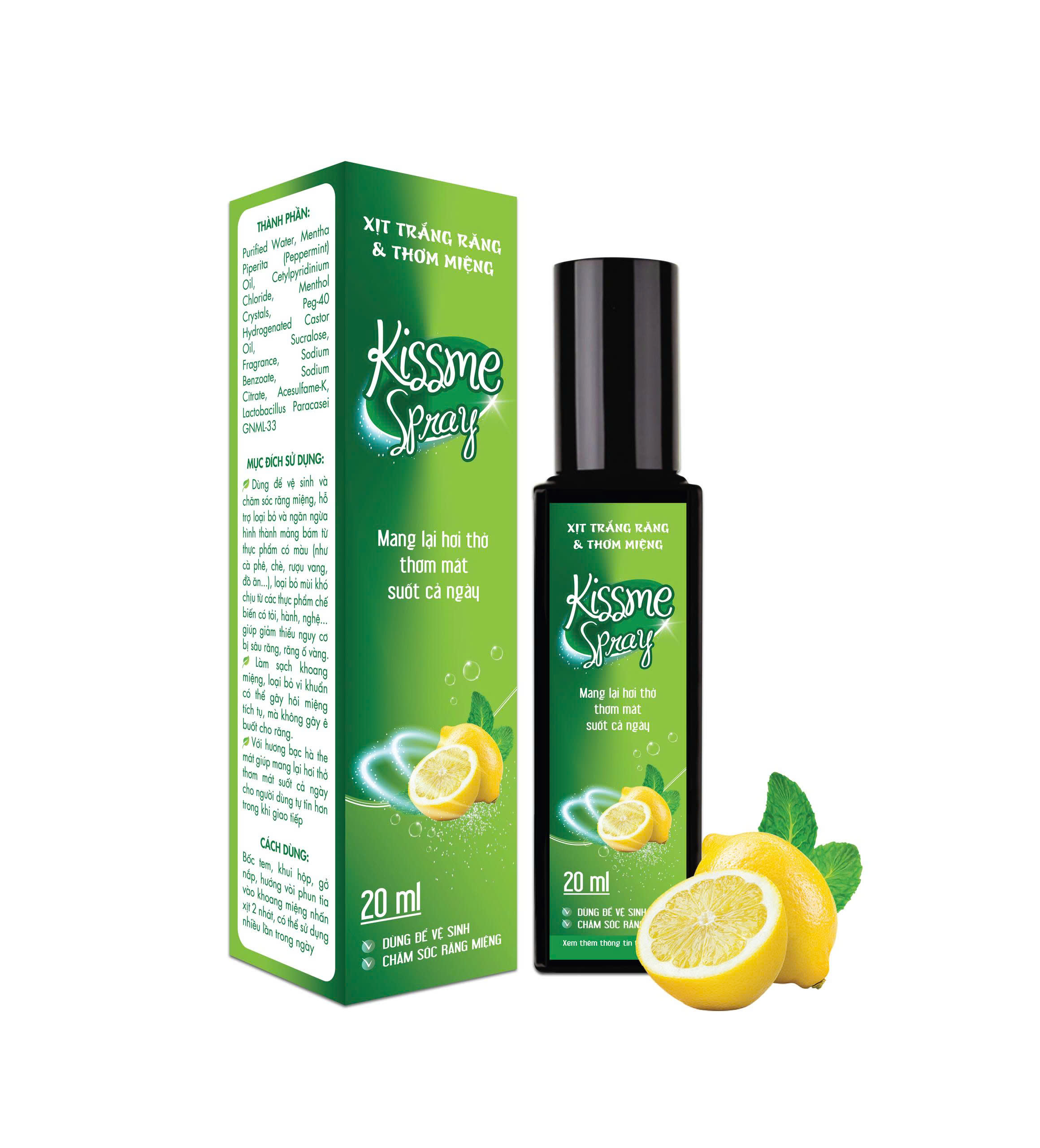 Xịt trắng răng và thơm miệng Kissme Spray_C/20ml (Soda Kem)_Mua 10 tăng 1 khác mẫu