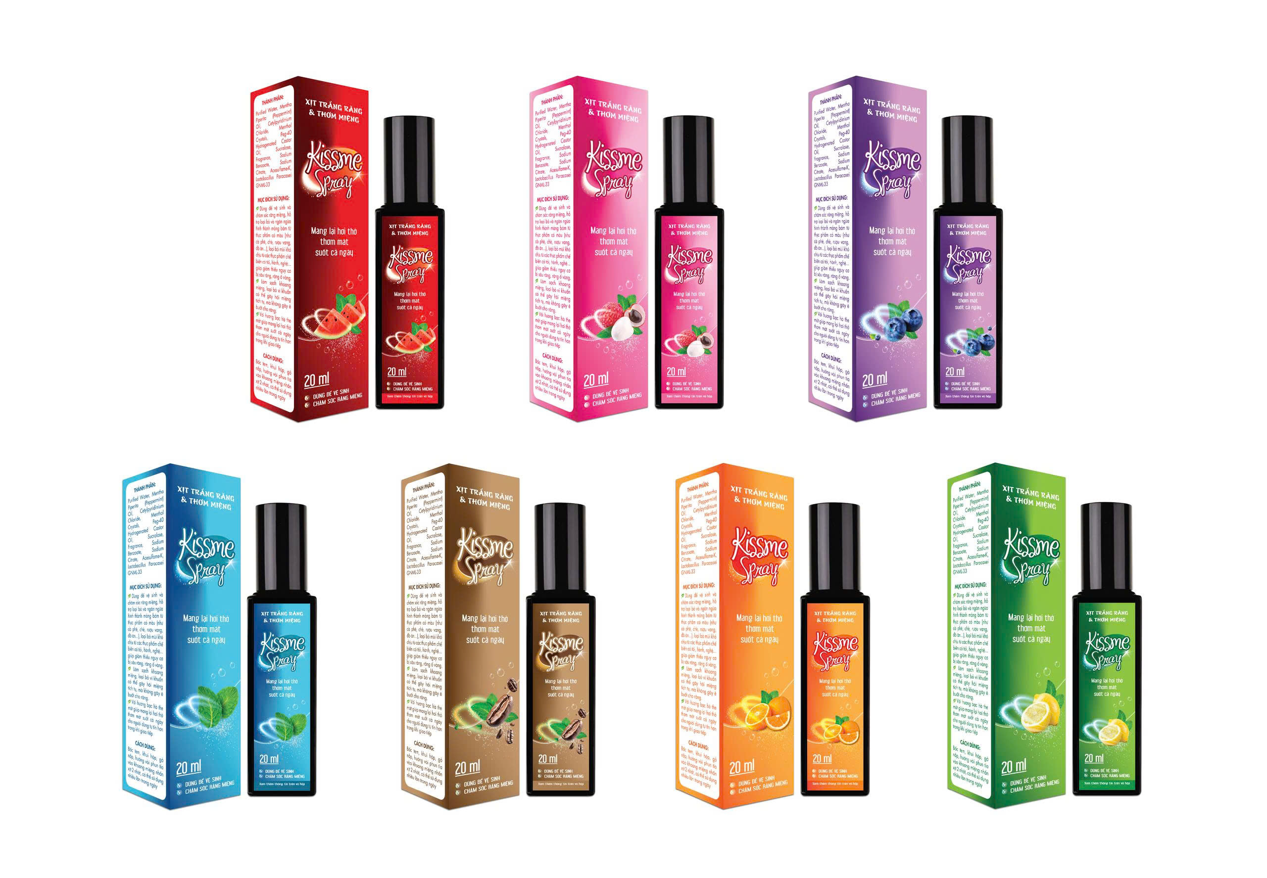 Xịt trắng răng và thơm miệng Kissme Spray_C/20ml (Ngẫu Nhiên)_Mua 10 tăng 1 khác mẫu_K210