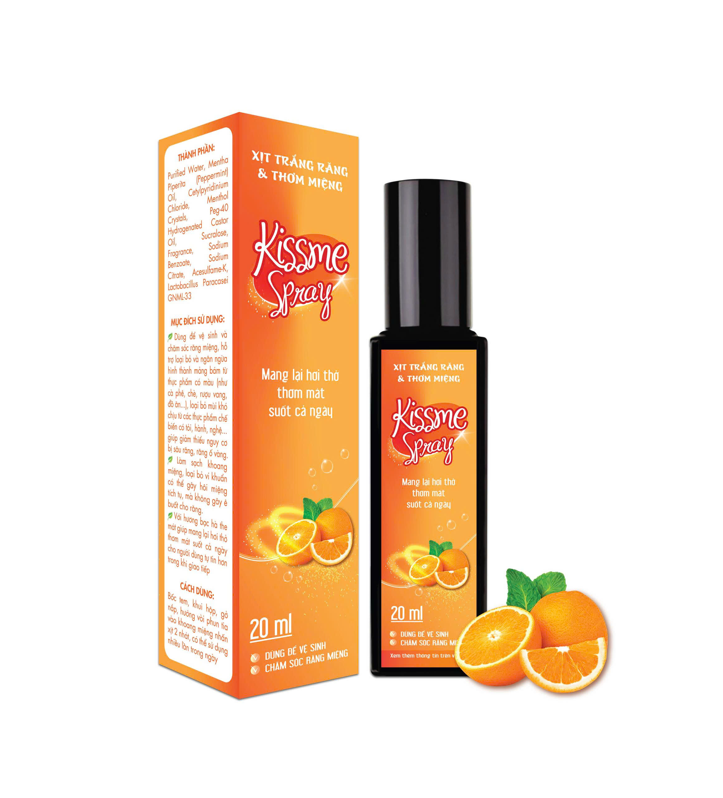 Xịt trắng răng và thơm miệng Kissme Spray_C/20ml (Cam)_Mua 10 tăng 1 khác mẫu