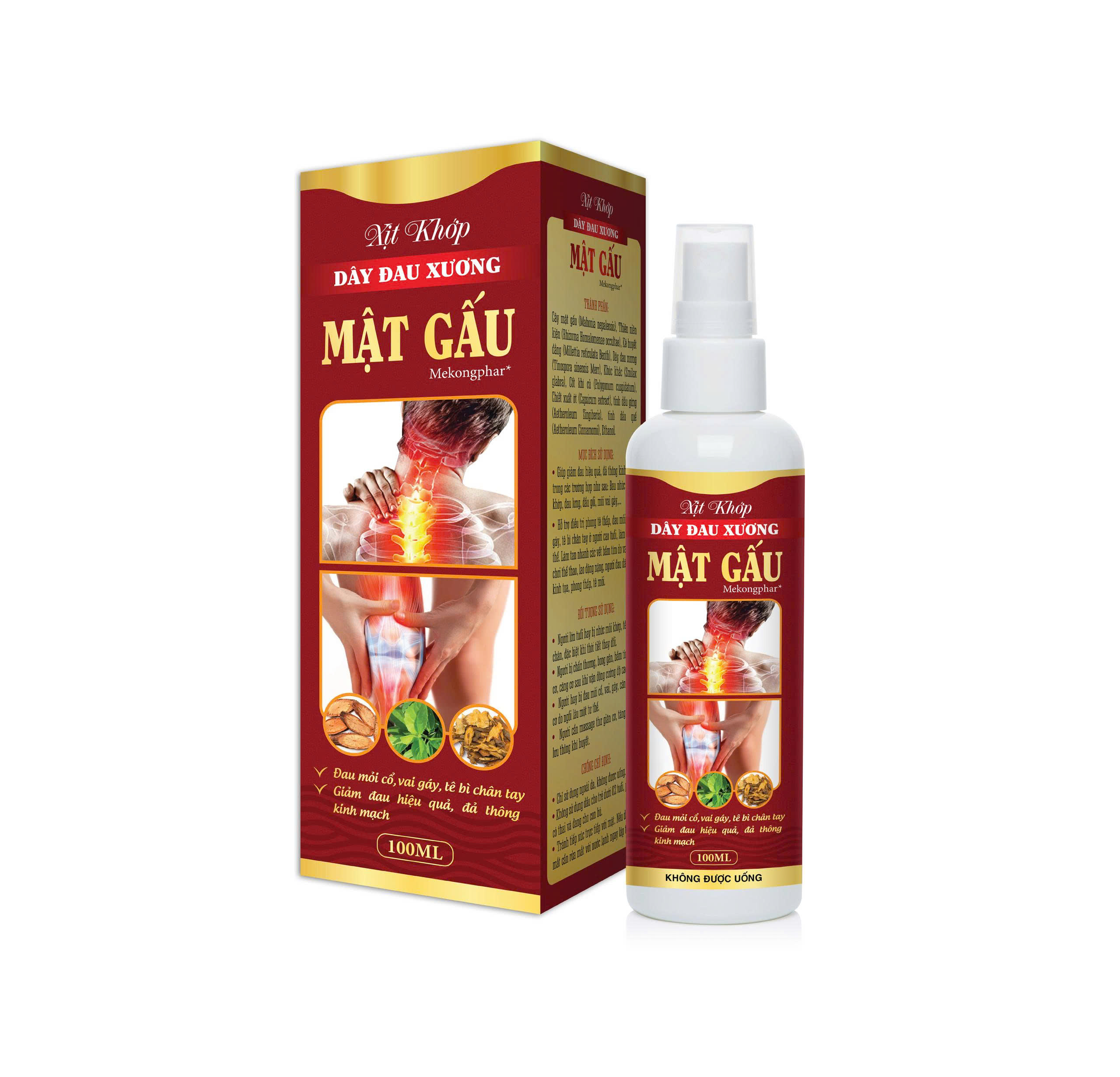 Xịt khớp Dây Đau Xương Mật Gấu Mekongphar_C100ml_K98